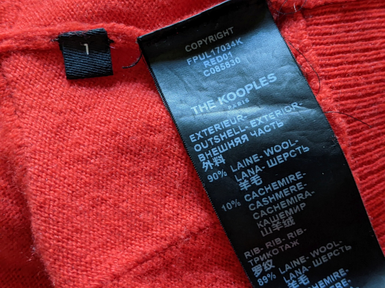 The Kooples Short, wide, bright red sweater with huge sleeves