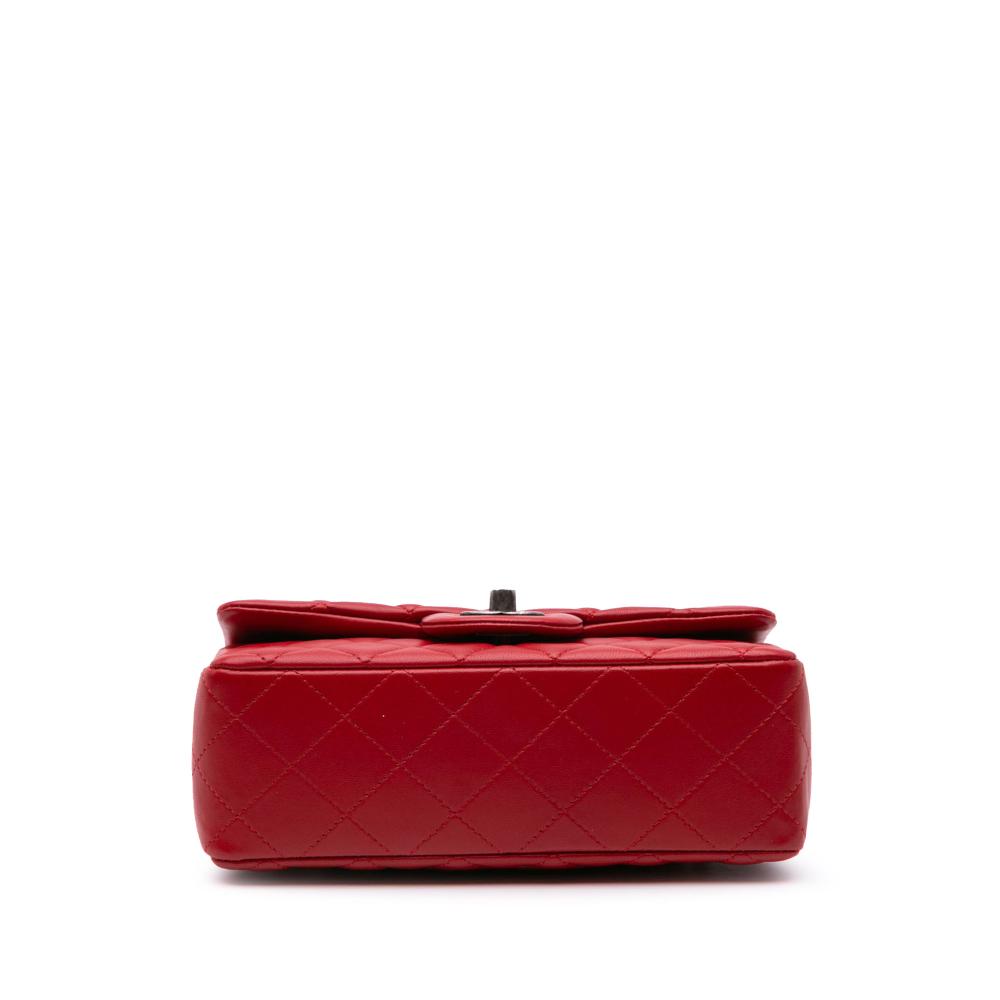 Chanel B Chanel Red Lambskin Leather Leather Mini Rectangular Classic Lambskin Single Flap France