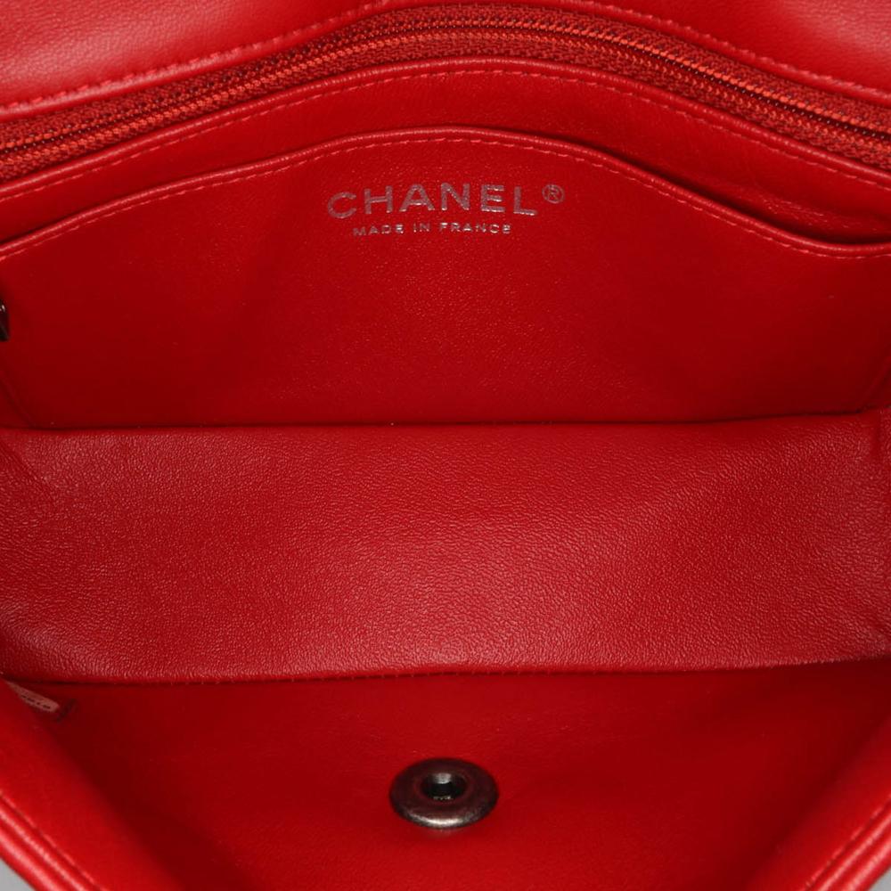 Chanel B Chanel Red Lambskin Leather Leather Mini Rectangular Classic Lambskin Single Flap France