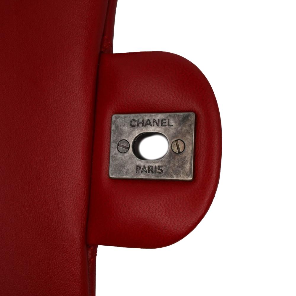 Chanel B Chanel Red Lambskin Leather Leather Mini Rectangular Classic Lambskin Single Flap France