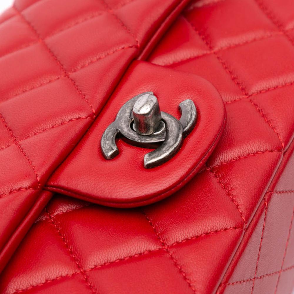Chanel B Chanel Red Lambskin Leather Leather Mini Rectangular Classic Lambskin Single Flap France