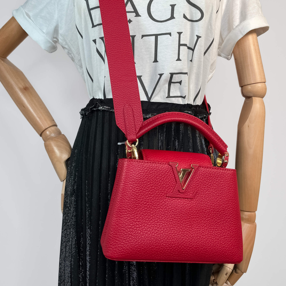 Louis Vuitton Capucines Mini Taurillon Leather 2-Ways Handbag Red