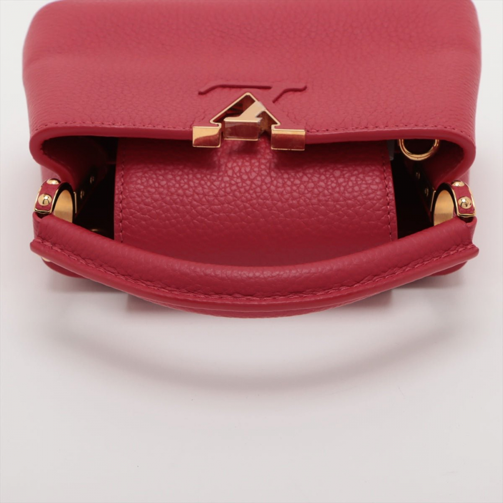 Louis Vuitton Capucines Mini Taurillon Leather 2-Ways Handbag Red