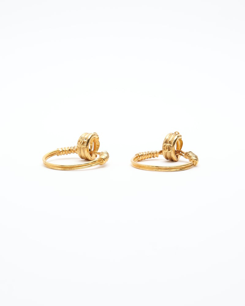 Chanel Coco Mark Hoop Clip-on Earrings