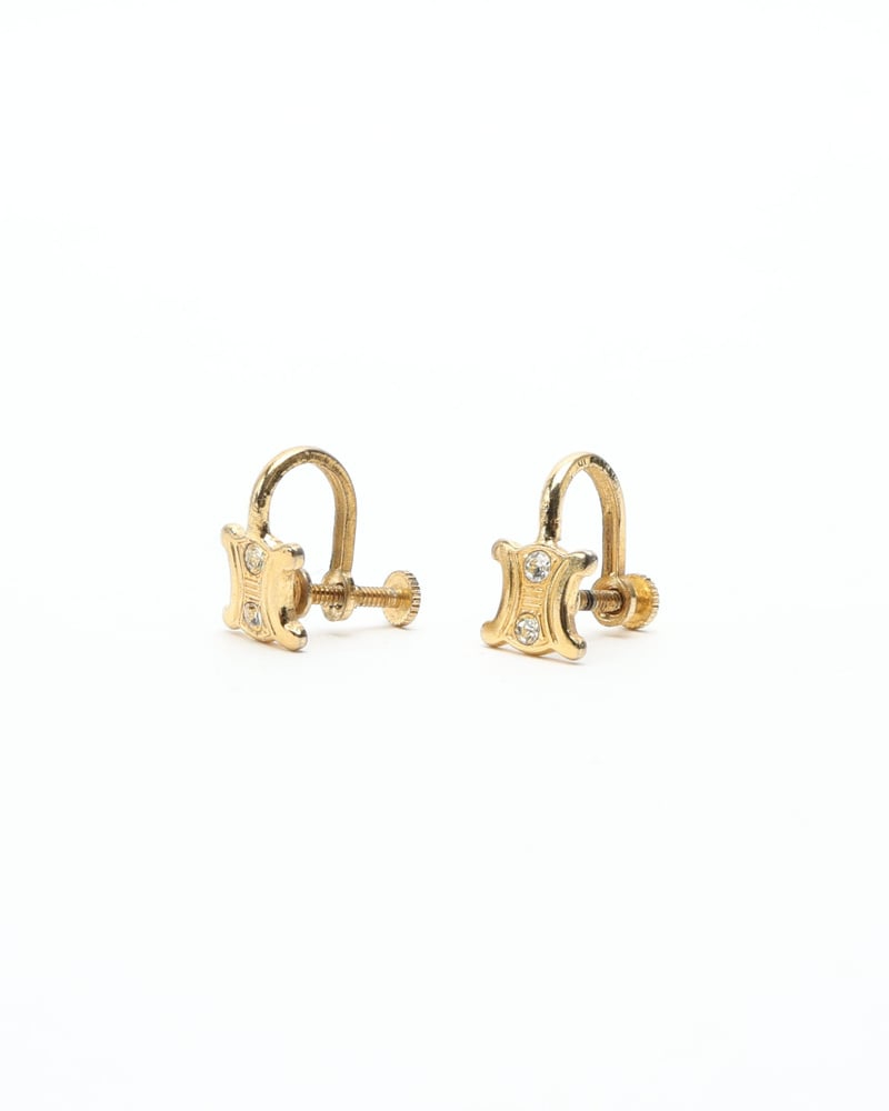 Celine Céline Triomphe Rhinestone Clip-on Earring