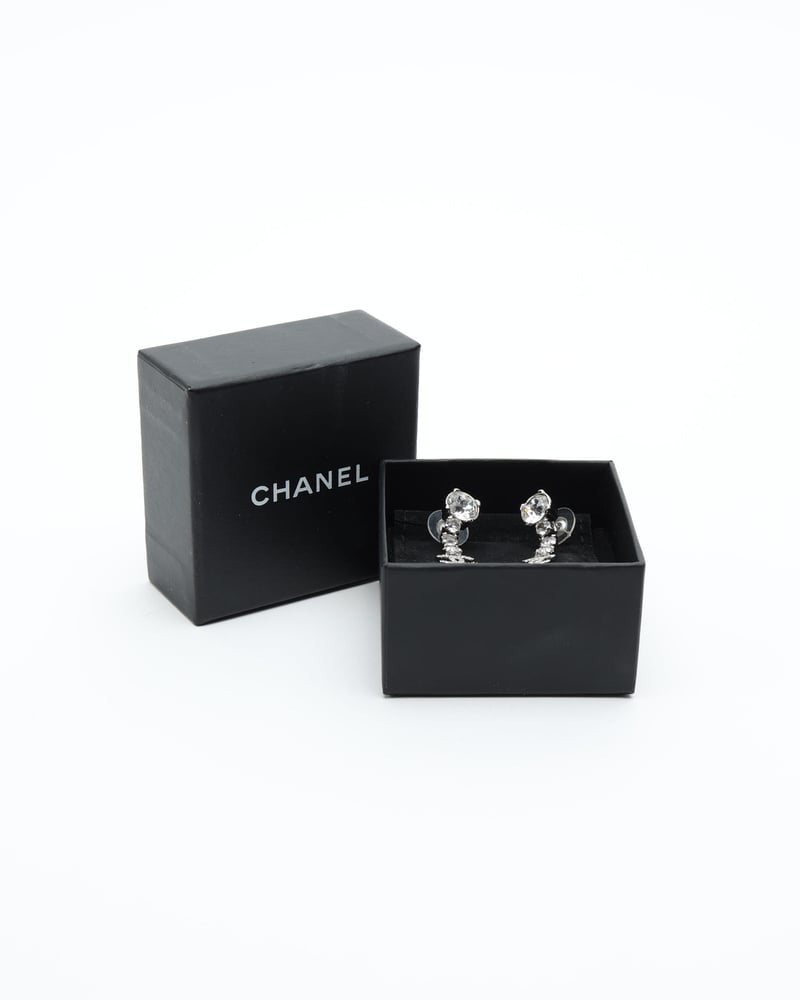 Chanel Coco Mark Rhinestone Dangling Earrings