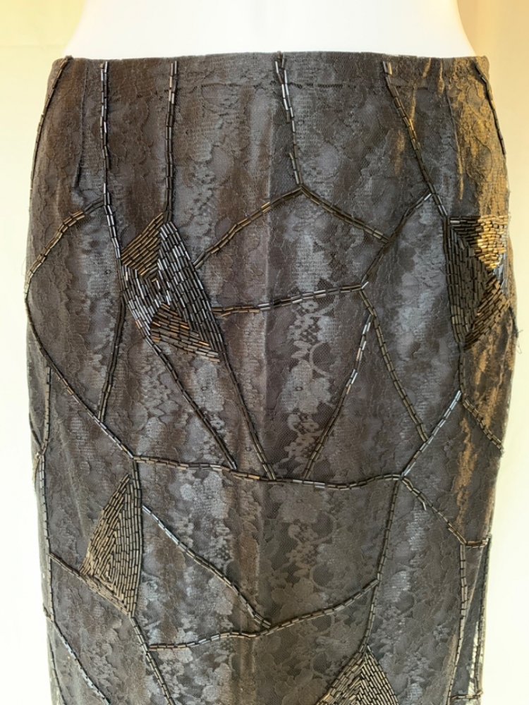 Matthew Williamson Runway Beaded Lace Knielanger Rock mit Perlenschnürung