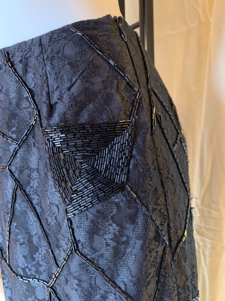 Matthew Williamson Runway Beaded Lace Knielanger Rock mit Perlenschnürung