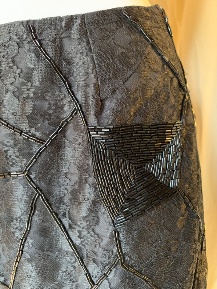 Matthew Williamson Runway Beaded Lace Knielanger Rock mit Perlenschnürung