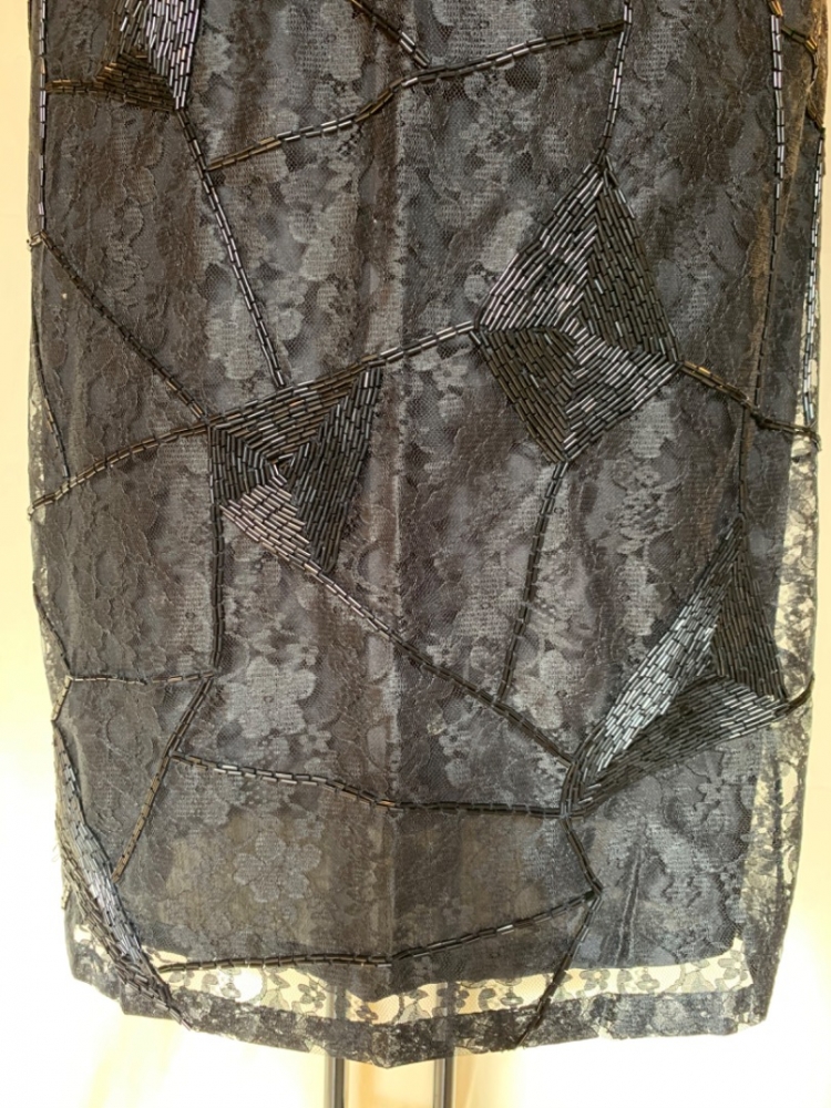 Matthew Williamson Runway Beaded Lace Knielanger Rock mit Perlenschnürung