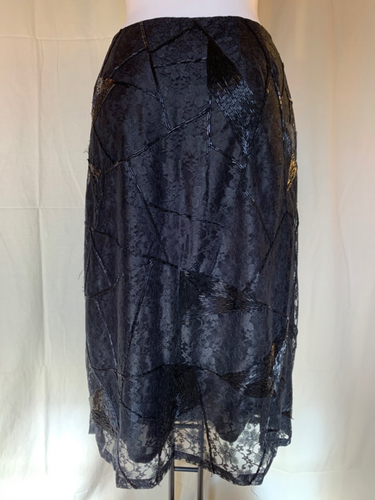 Matthew Williamson Runway Beaded Lace Knielanger Rock mit Perlenschnürung