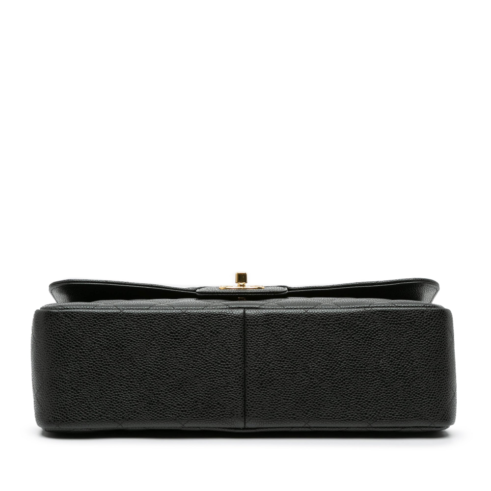 Chanel Classic Double Flap Jumbo Matelassè Caviar Leather 2-Ways Flap Handbag Black