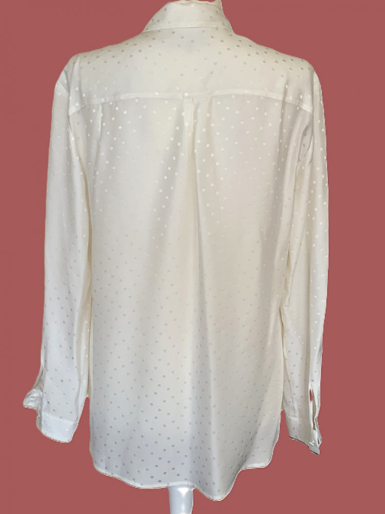 Sézane Klassische Seiden-Bluse mit kleinen Tupfen Ecru, neuwertig
