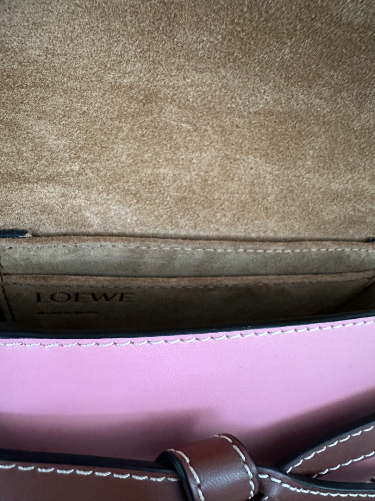 Loewe Gate Bag Mini Tan x Medium Pink Calf Leather Spain made Authentic