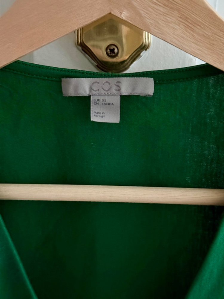 Cos Emerald-colored asymmetrical satin top
