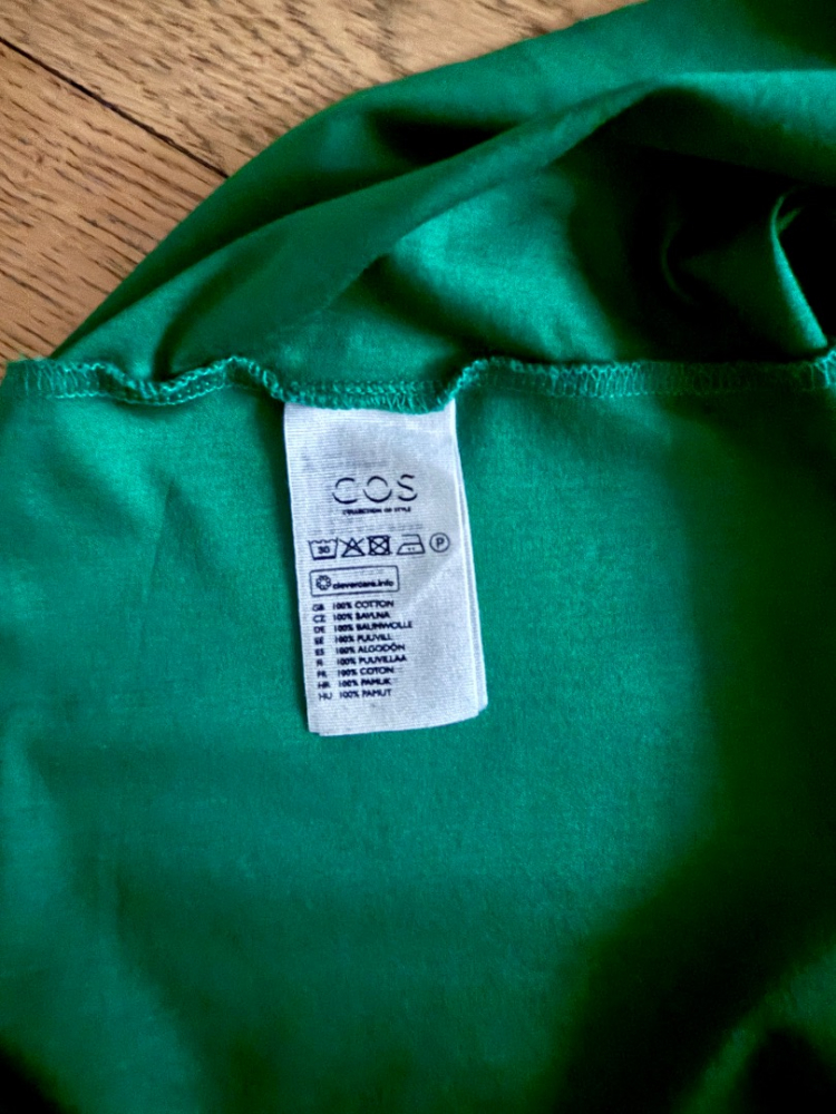 Cos Emerald-colored asymmetrical satin top