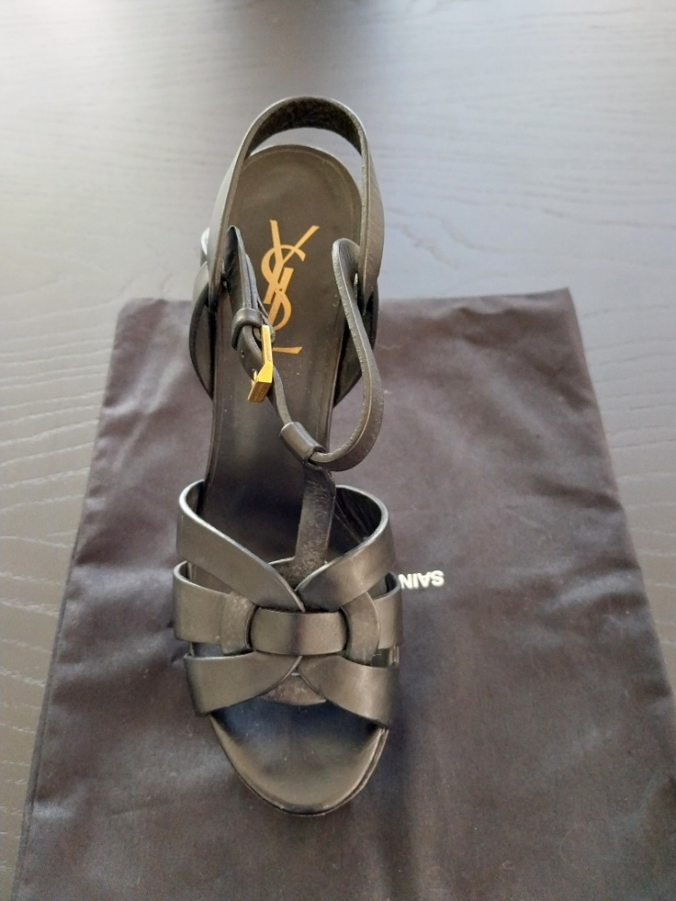 Saint Laurent Tribute sandals in black leather