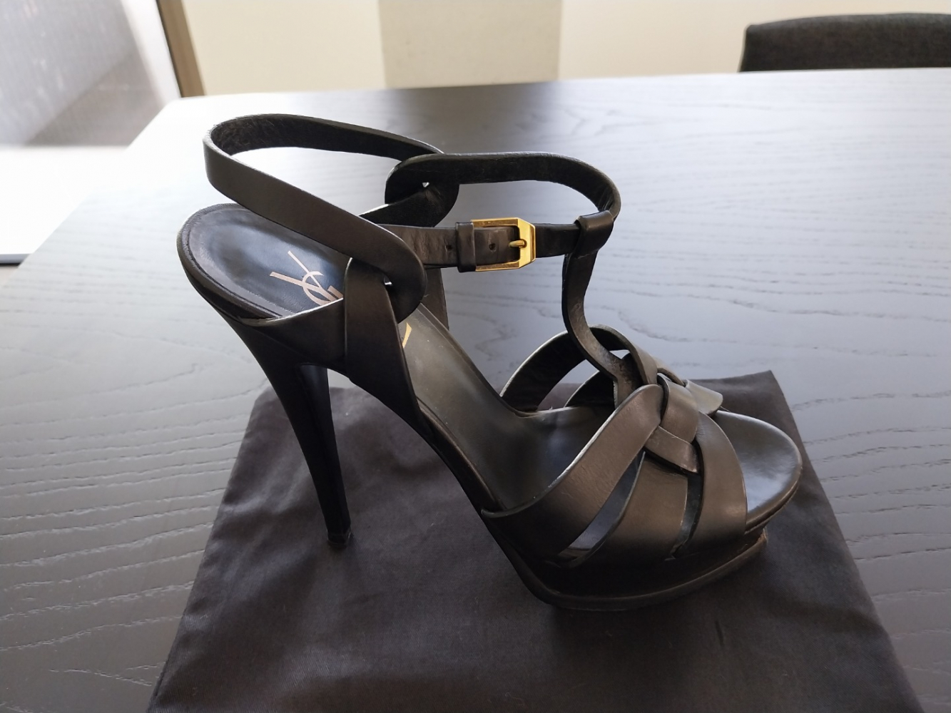 Saint Laurent Tribute sandals in black leather