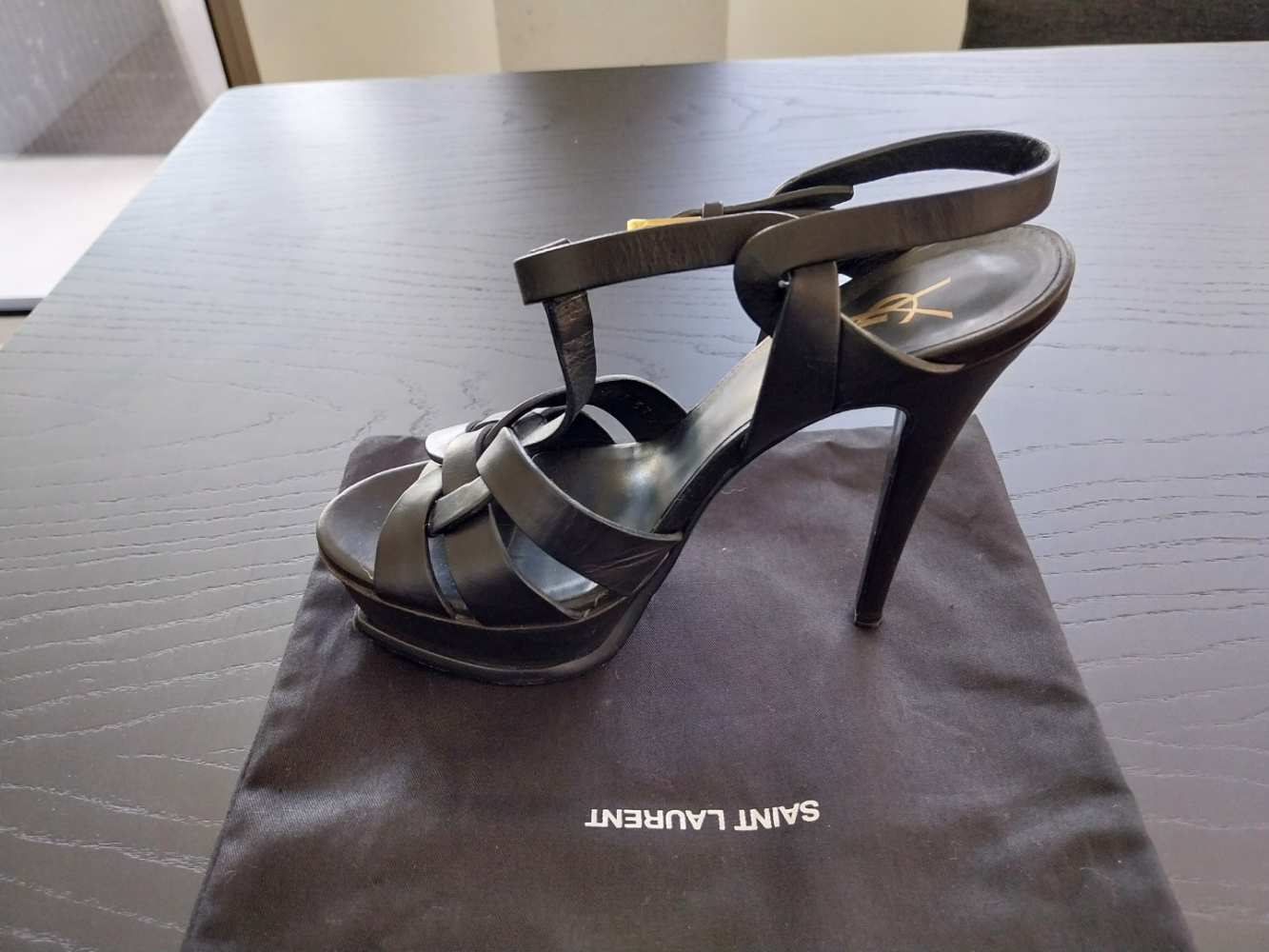 Saint Laurent Tribute sandals in black leather