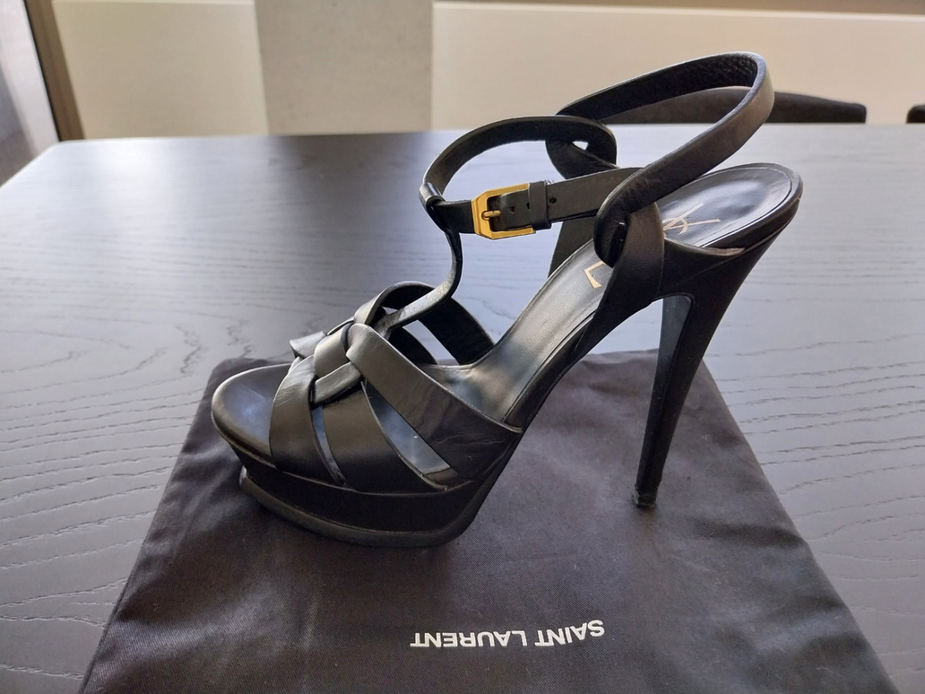 Saint Laurent Tribute sandals in black leather