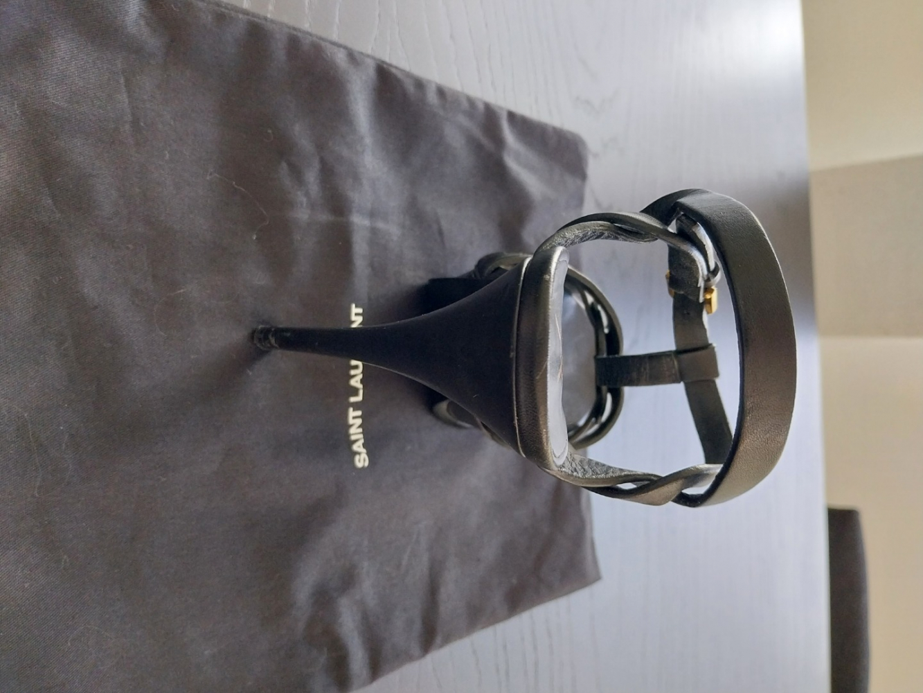 Saint Laurent Tribute sandals in black leather