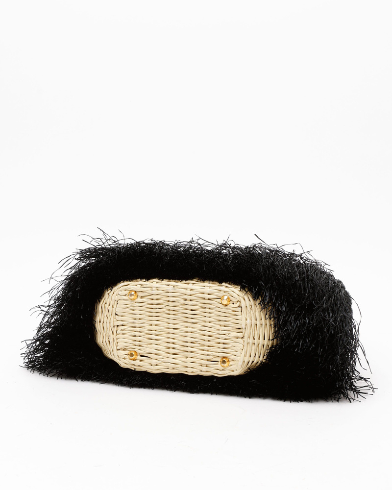 Prada Fringed Raffia Canapa Tote Bag