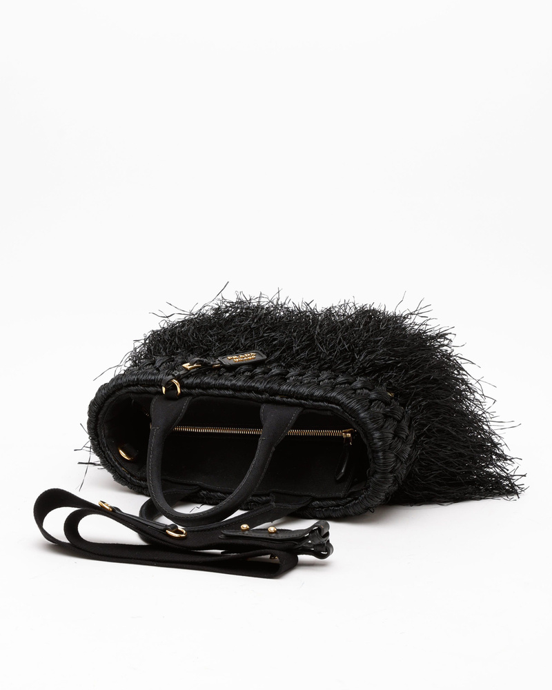 Prada Fringed Raffia Canapa Tote Bag