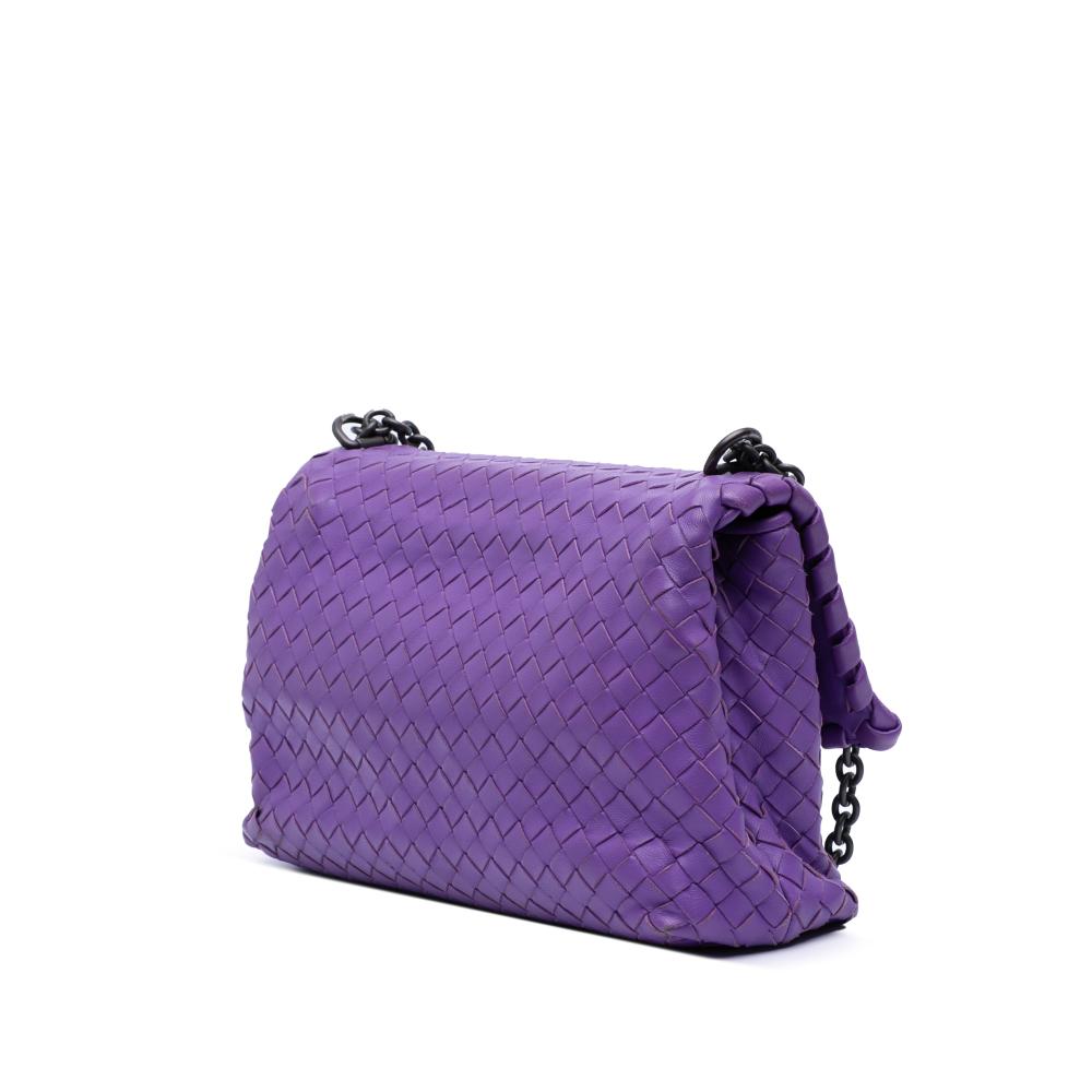 Bottega Veneta Purple Small Nappa Intrecciato Olimpia Shoulder Bag Italy