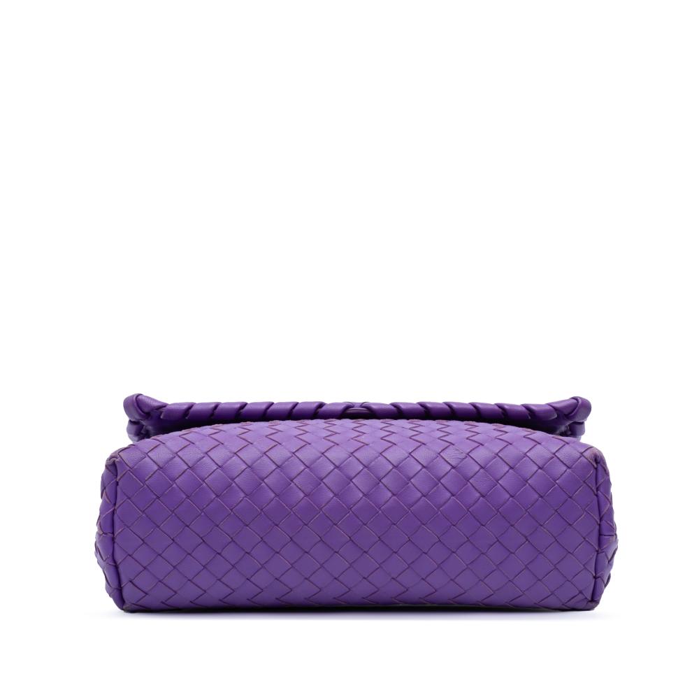 Bottega Veneta Purple Small Nappa Intrecciato Olimpia Shoulder Bag Italy
