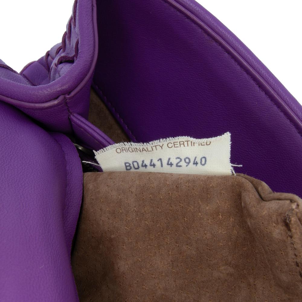 Bottega Veneta Purple Small Nappa Intrecciato Olimpia Shoulder Bag Italy