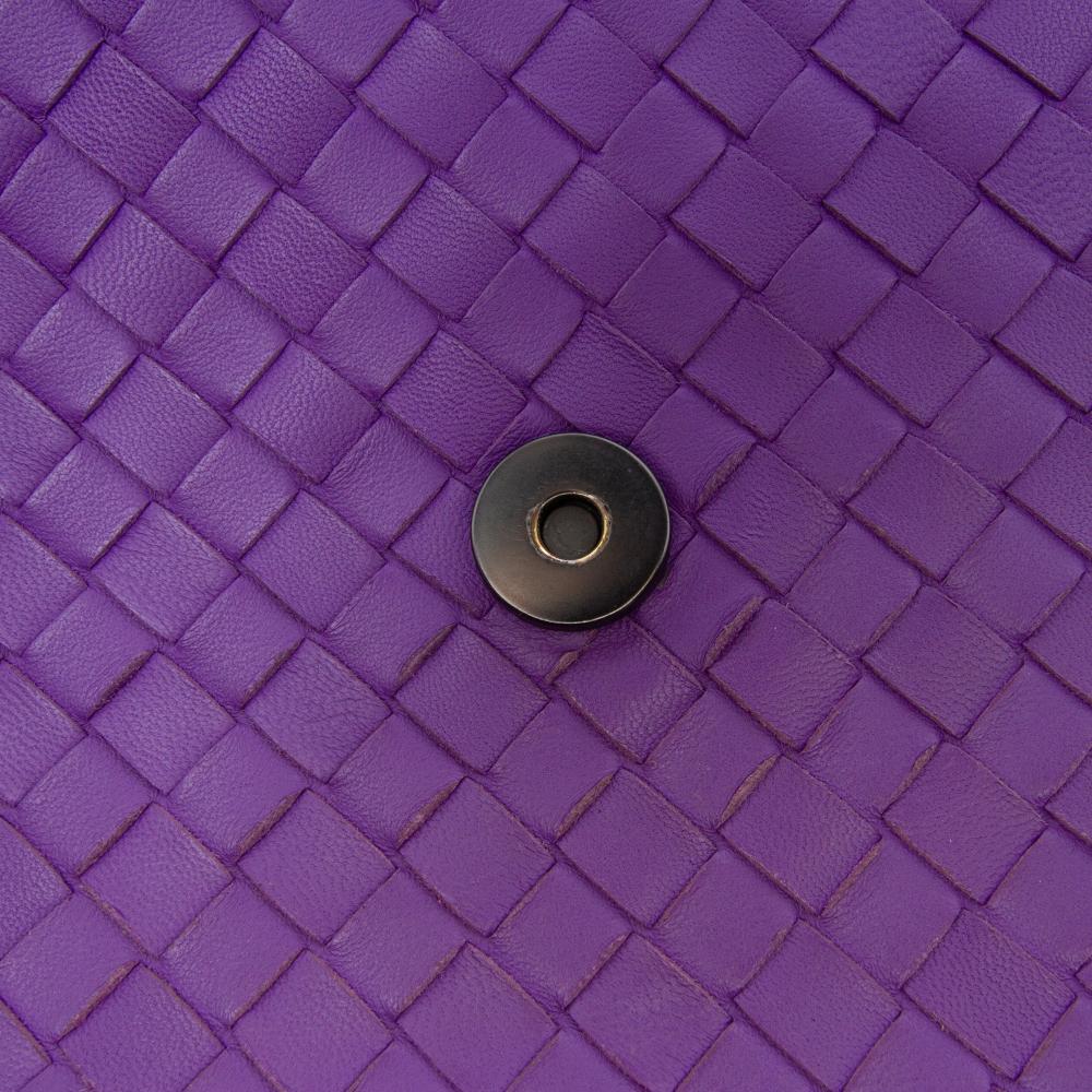 Bottega Veneta Purple Small Nappa Intrecciato Olimpia Shoulder Bag Italy