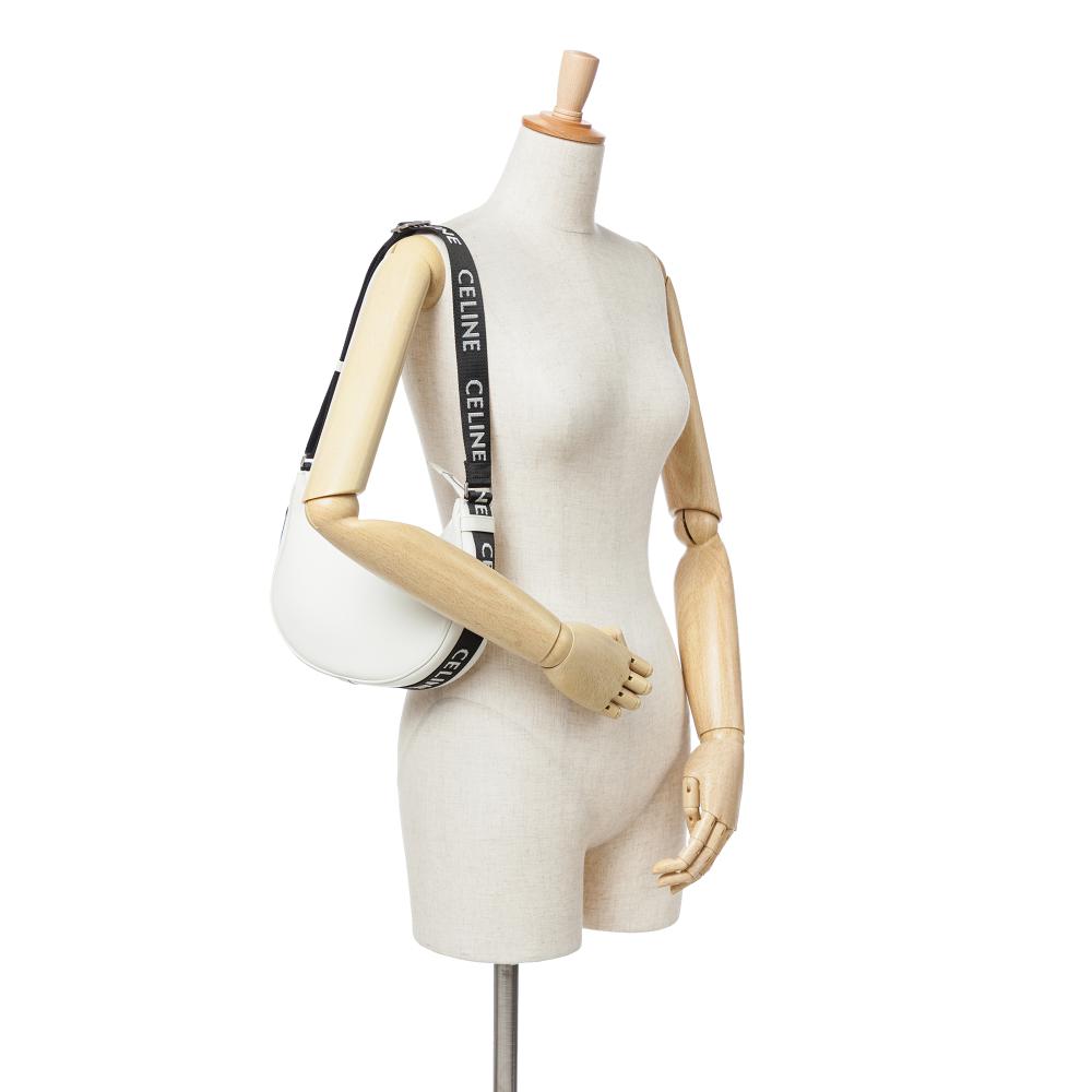 Celine AB Celine White Calf Leather Medium Smooth skin Ava Shoulder Bag with Celine Strap Italy