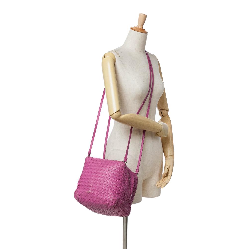 Bottega Veneta B Bottega Veneta Pink Nappa Leather Leather Nappa Intrecciato Cube Crossbody Italy