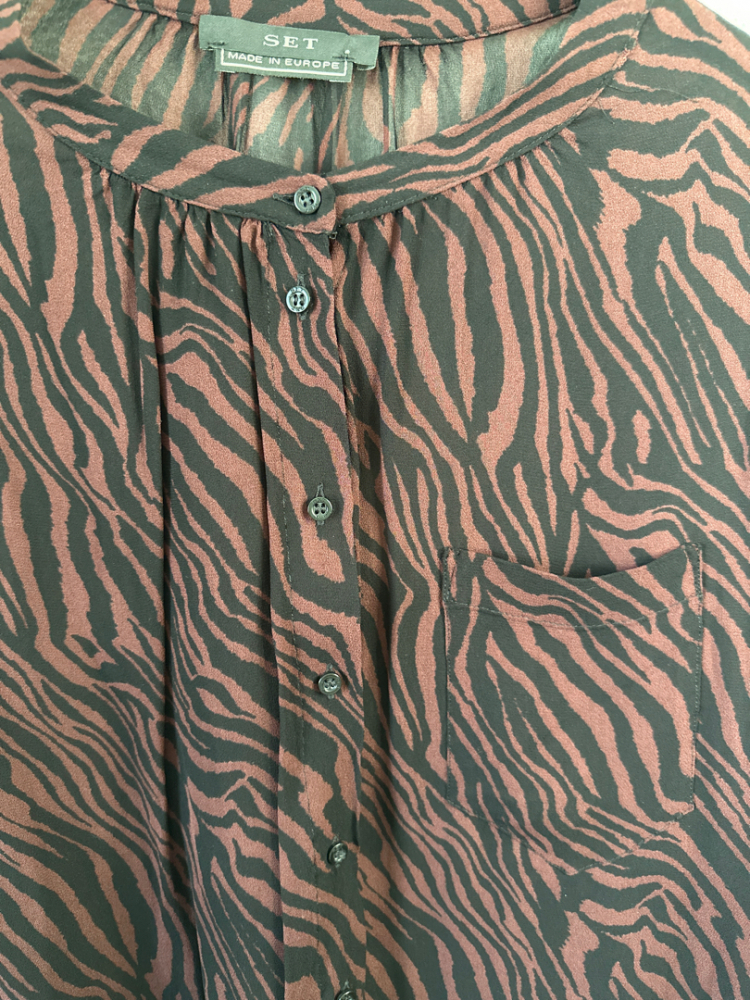 Set Animal print blouse Bordeaux/Black