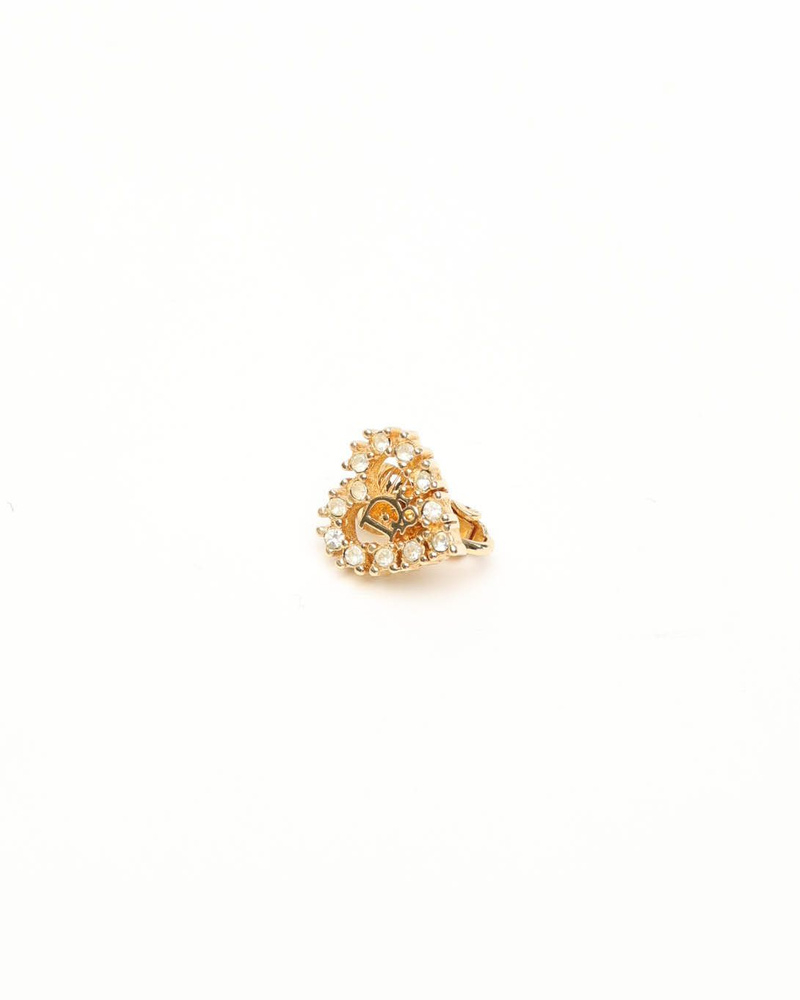 Christian Dior Rhinestone Logo Clip-On Earrings