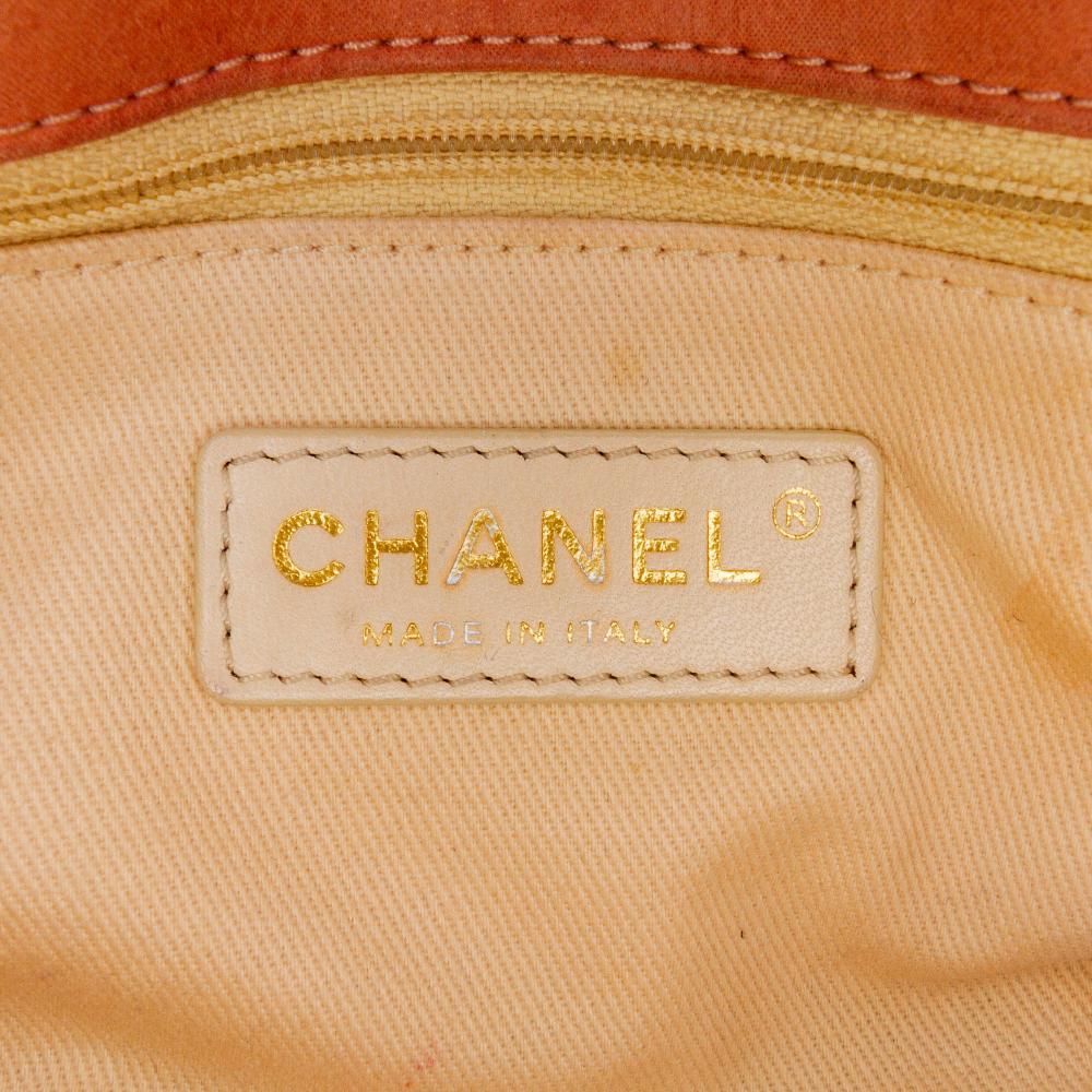 Chanel B Chanel Orange Peach Calf Leather Small Aged skin Chic Quilt Flap Italy