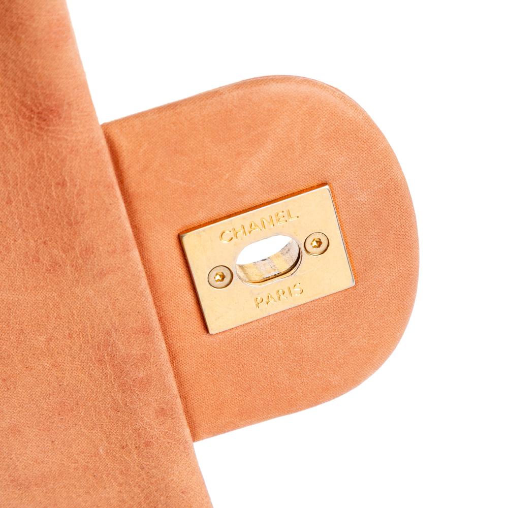 Chanel B Chanel Orange Peach Calf Leather Small Aged skin Chic Quilt Flap Italy