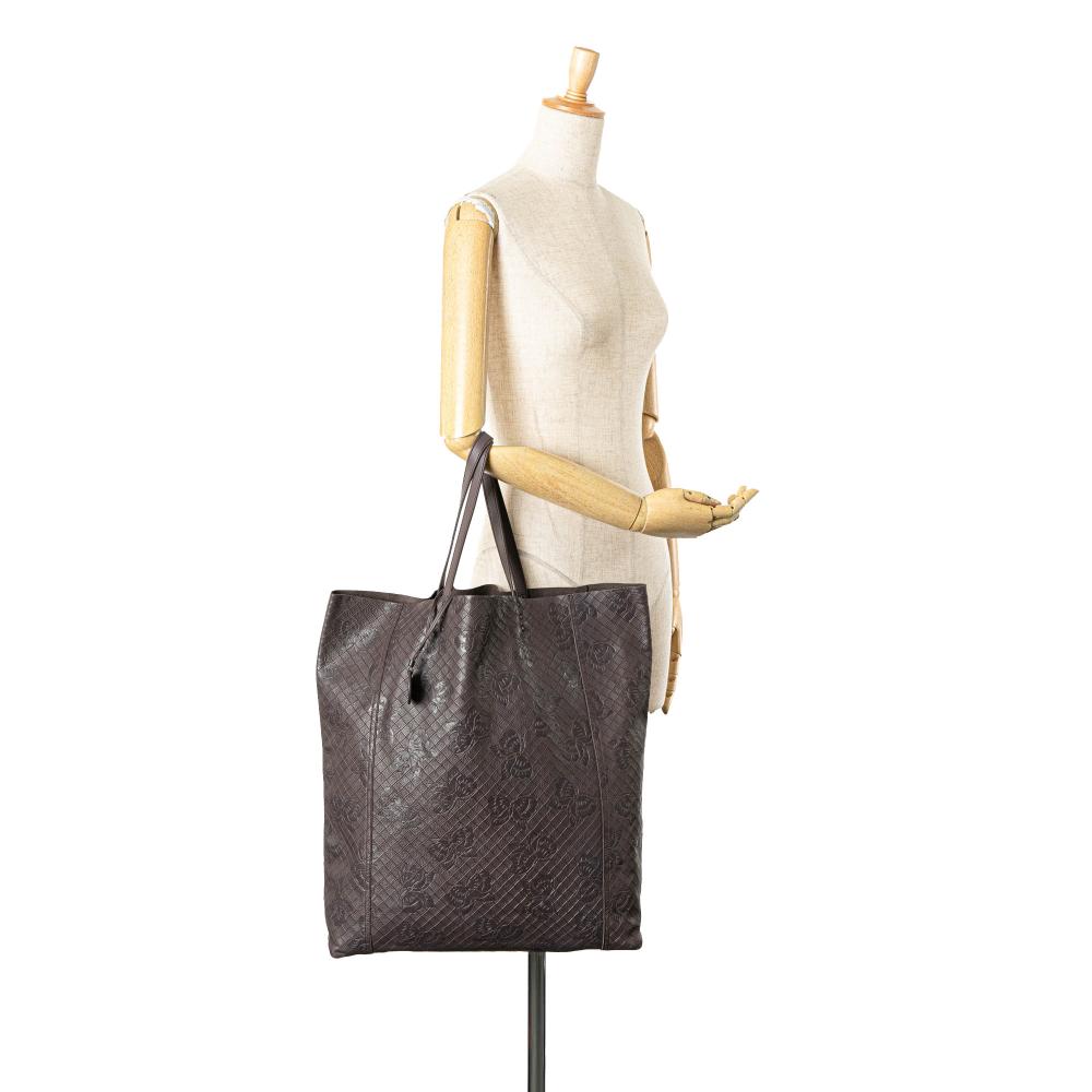 Bottega Veneta B Bottega Veneta Brown Dark Brown Calf Leather Intrecciomirage Butterfly Tote Italy