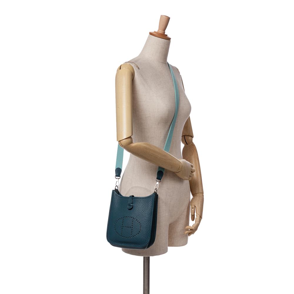 Hermès AB Hermès Blue Turquoise Calf Leather Clemence Evelyne TPM France