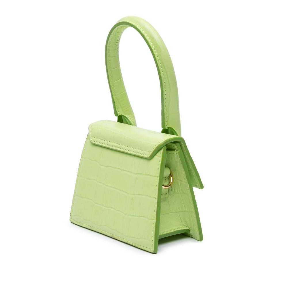 Jacquemus AB Jacquemus Green Light Green Calf Leather Croc Embossed skin Le Chiquito Satchel Italy