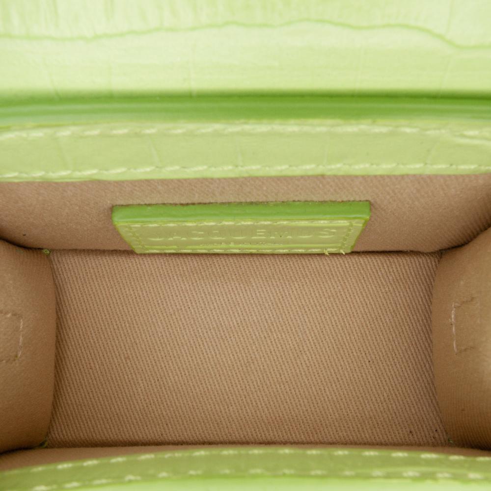 Jacquemus AB Jacquemus Green Light Green Calf Leather Croc Embossed skin Le Chiquito Satchel Italy