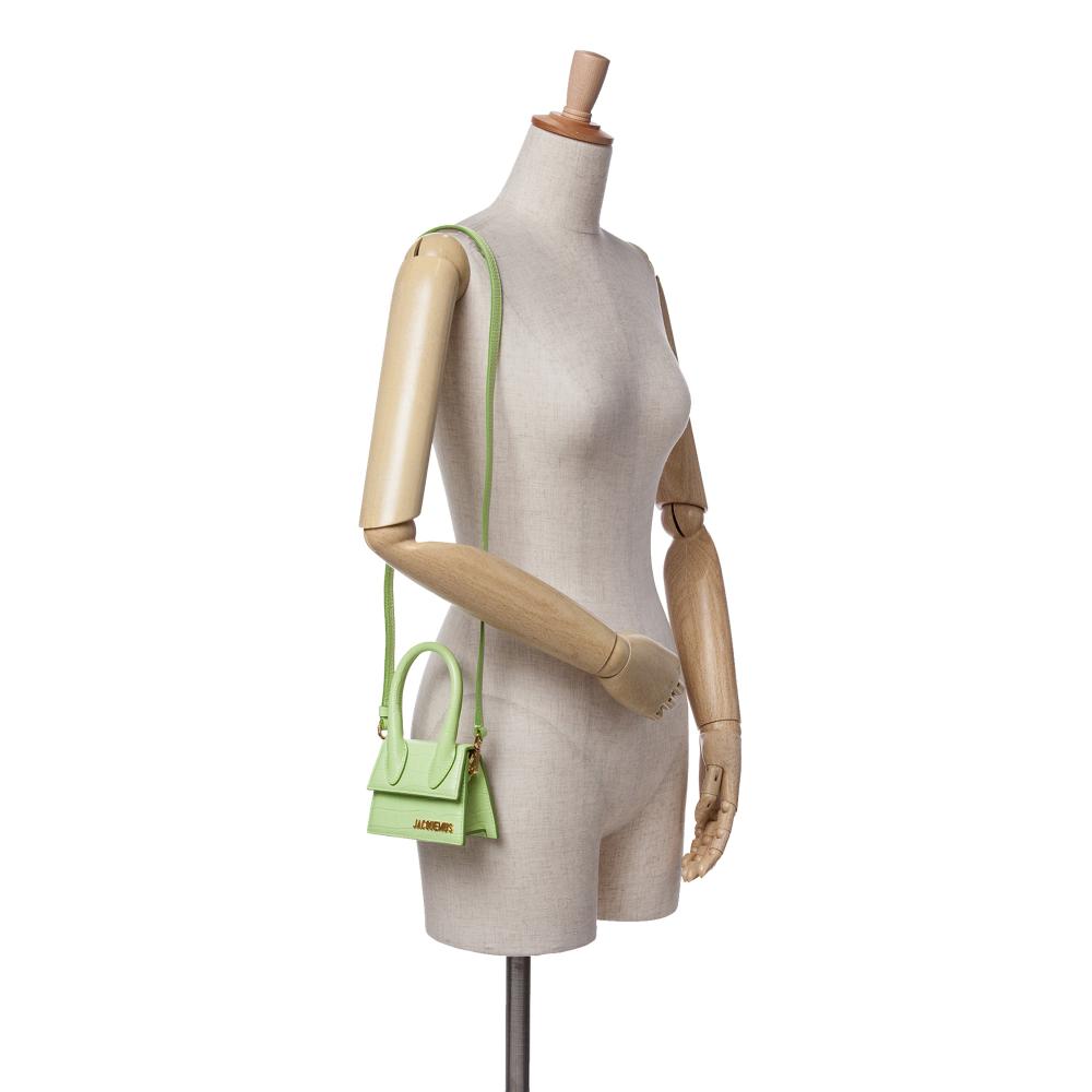 Jacquemus AB Jacquemus Green Light Green Calf Leather Croc Embossed skin Le Chiquito Satchel Italy