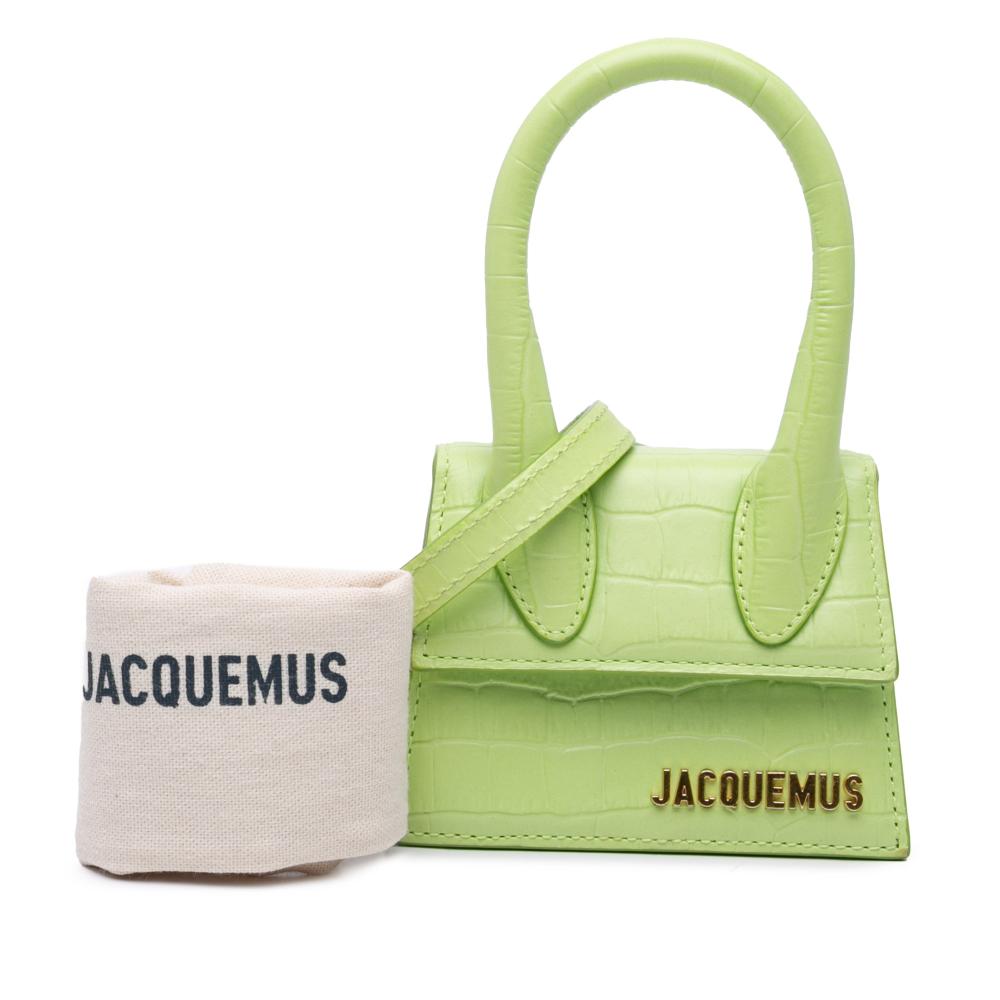 Jacquemus AB Jacquemus Green Light Green Calf Leather Croc Embossed skin Le Chiquito Satchel Italy
