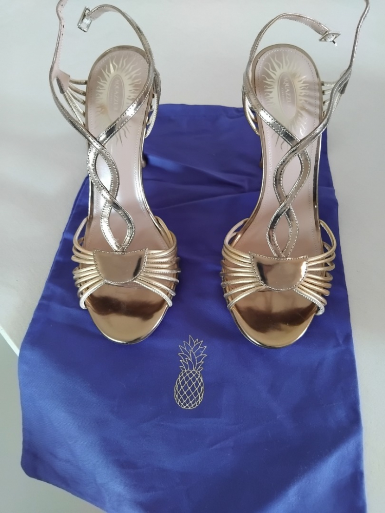 Aquazzura josephine-Sandalen aus Antikleder gold