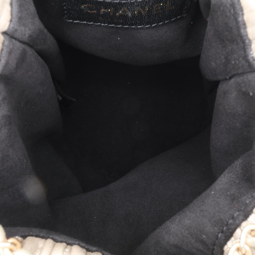 Chanel B Chanel Gold Calf Leather Small Metallic skin Coco Pleats Drawstring Backpack Italy