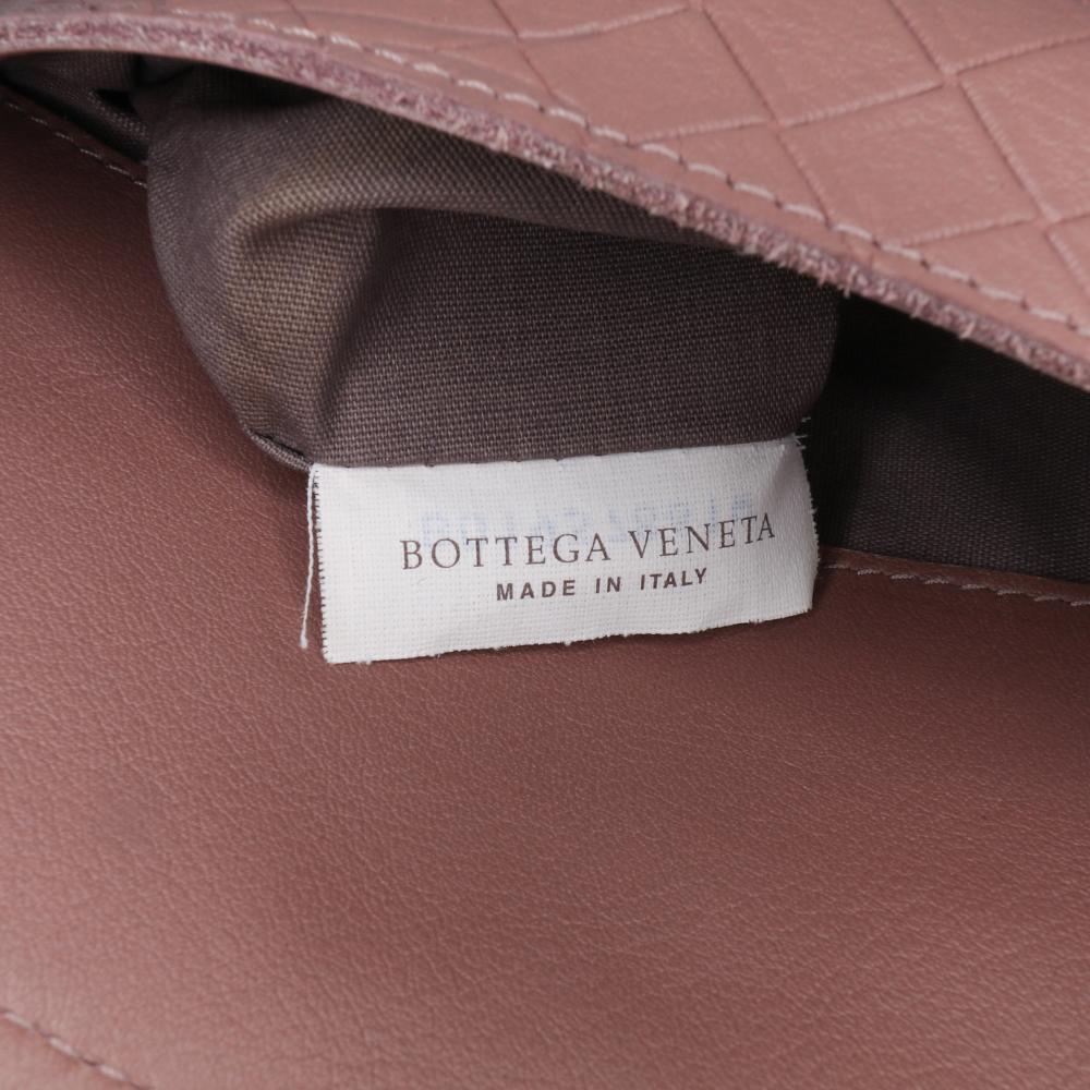 Bottega Veneta Pink Small Calfskin Intrecciomirage Embossed Butterfly Chain Crossbody Italy