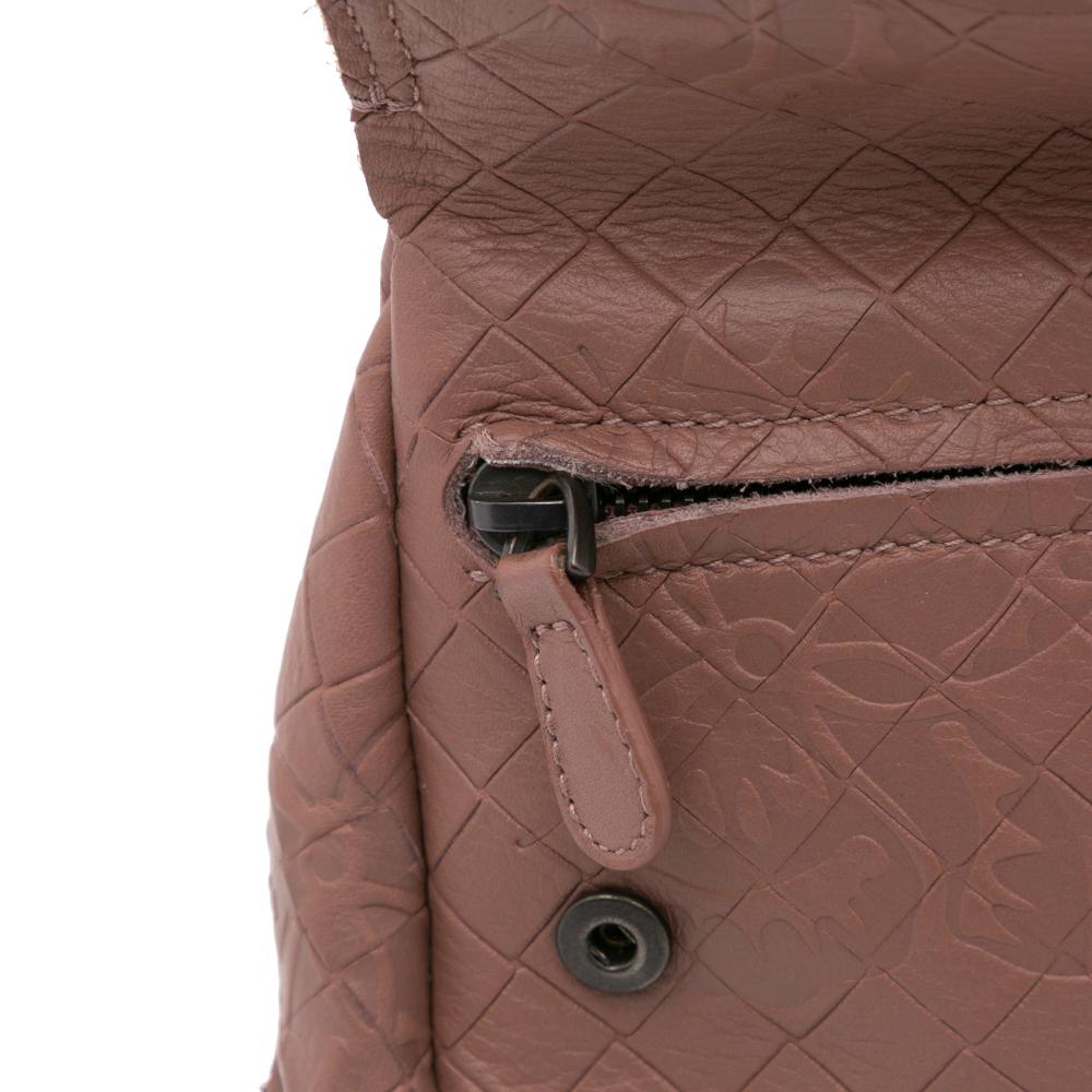 Bottega Veneta Pink Small Calfskin Intrecciomirage Embossed Butterfly Chain Crossbody Italy