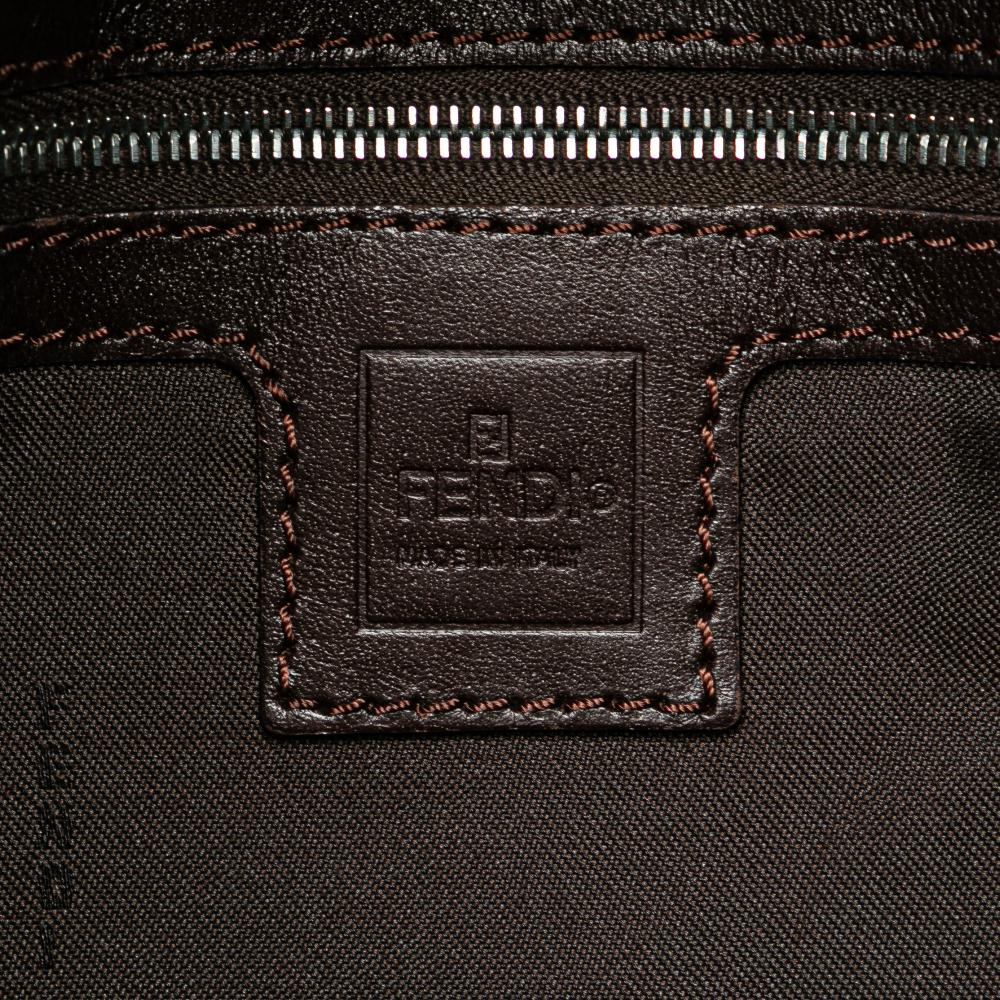 Fendi B Fendi Brown Canvas Fabric Zucca Shoulder Bag Italy