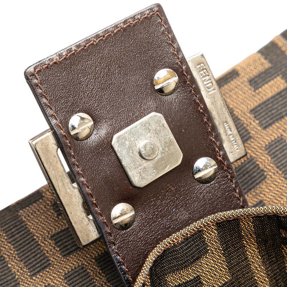 Fendi B Fendi Brown Canvas Fabric Zucca Shoulder Bag Italy