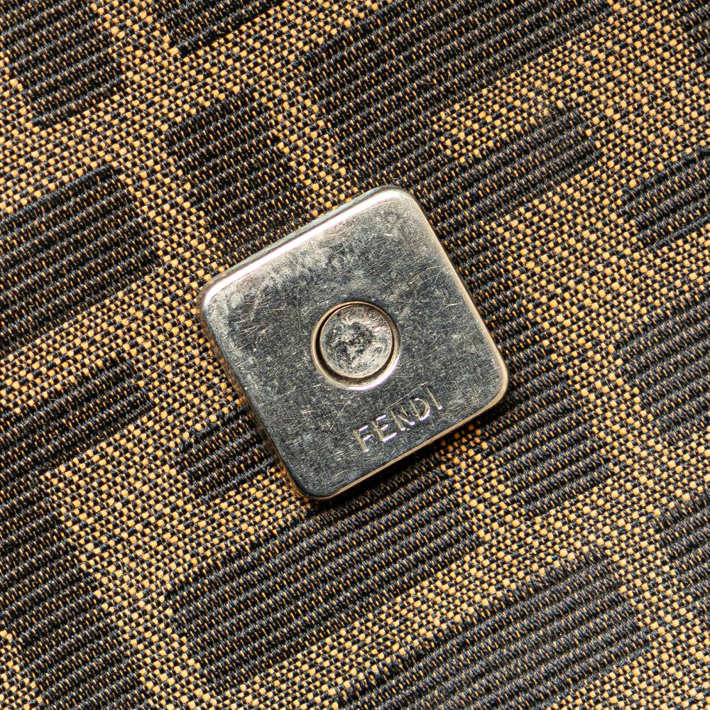 Fendi B Fendi Brown Canvas Fabric Zucca Shoulder Bag Italy